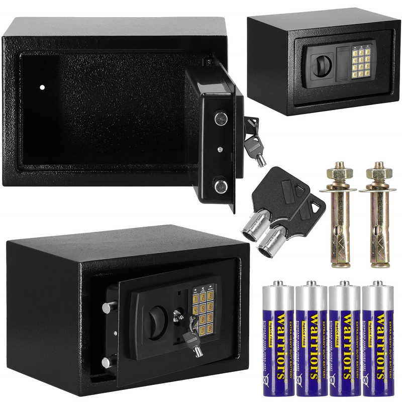 Sejf domowy na klucz, kasetka 31x20x20 cm skrytka na pieniądze czarny
