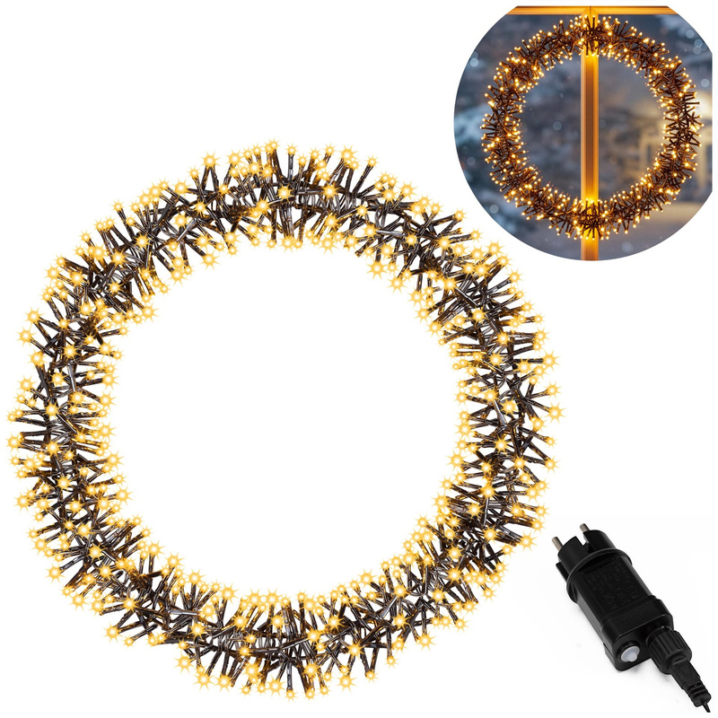 Wieniec 300 LED dekoracja świetlna 40 cm stroik świąteczny na drzwi, ciepły biały