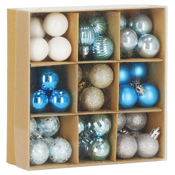 Bombki choinkowe 54 szt. ozdoby świąteczne zestaw 3cm niebieskie