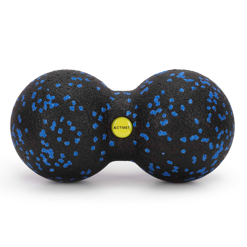 Piłka, masażer podwójny, duo roller do masażu karku, pleców czarno-niebieski