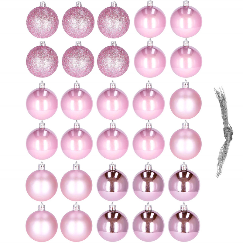 Bombki choinkowe 30 szt. ozdoby świąteczne zestaw różowy