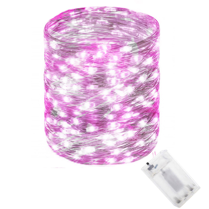 Lampki choinkowe 100 LED zimny+różowy