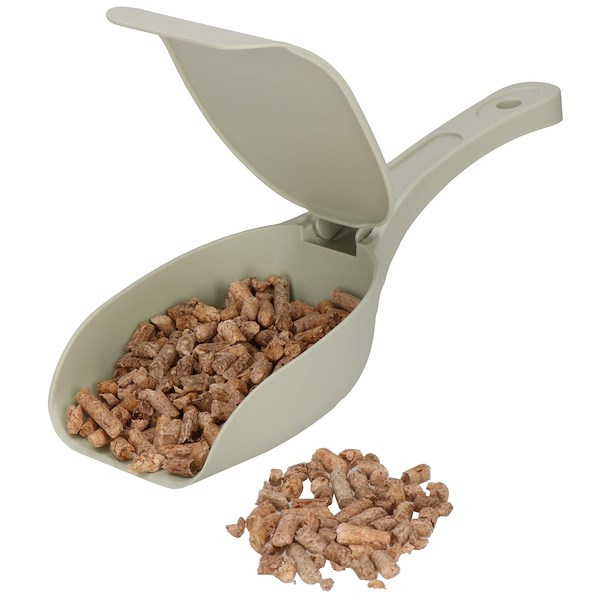 Łopatka do kuwety z zamykanym wieczkiem, szufelka do kociego żwirku, zielona