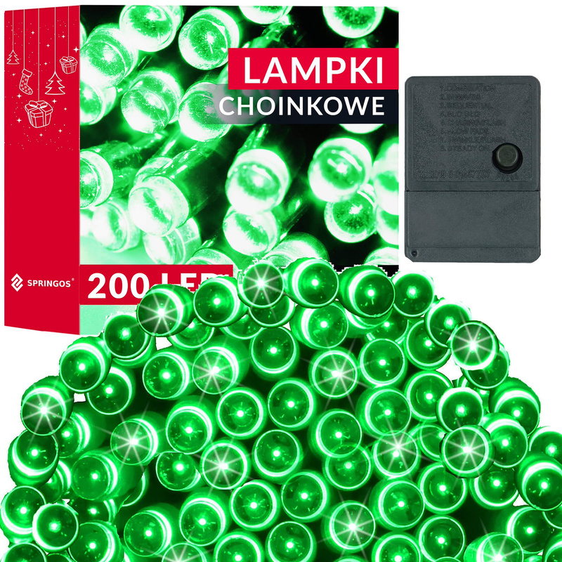 Lampki świąteczne 200 Led zielony 15,5 m oświetlenie choinkowe