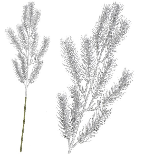 Gałązka świąteczna ozdoba do stroika srebrna 47 cm