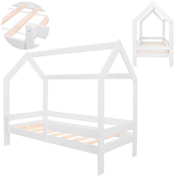 Łóżko dla dzieci domek 160x80 cm drewniany stelaż