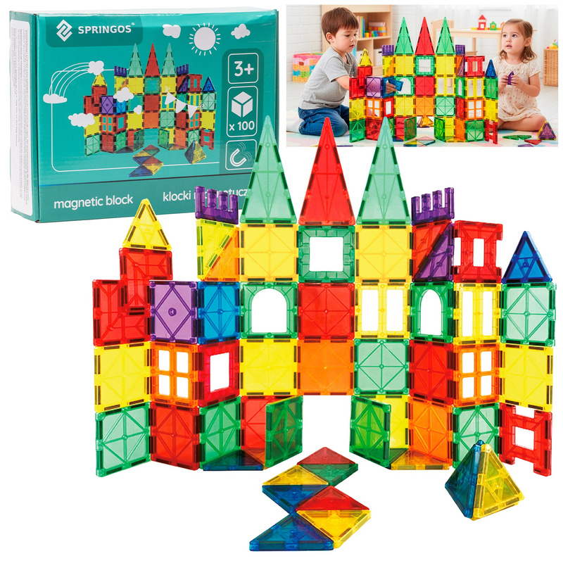 Klocki magnetyczne, samochody zestaw 100 szt. klocków konstrukcyjnych dla dzieci, kolorowe