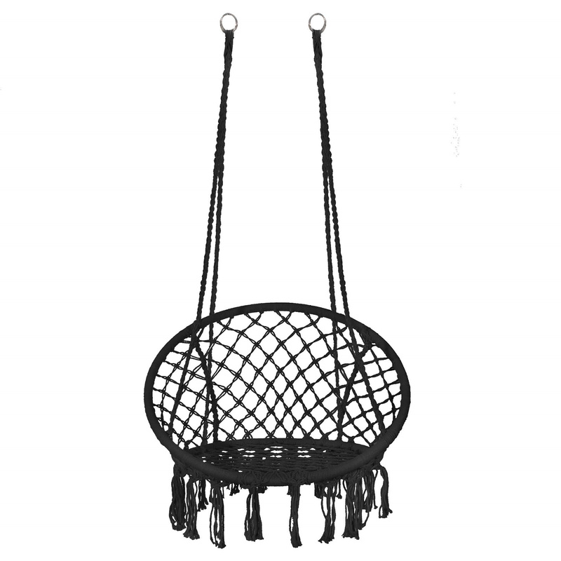 Huśtawka ogrodowa bocianie gniazdo z frędzlami czarne