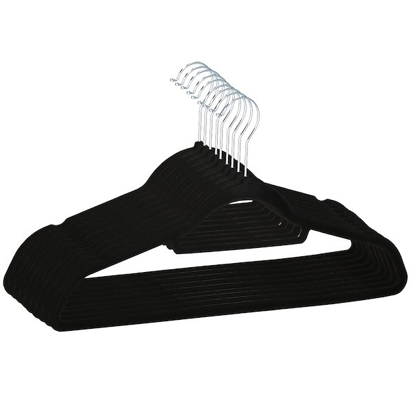 Wieszaki na ubrania 9 szt. welurowe zestaw premium czarny