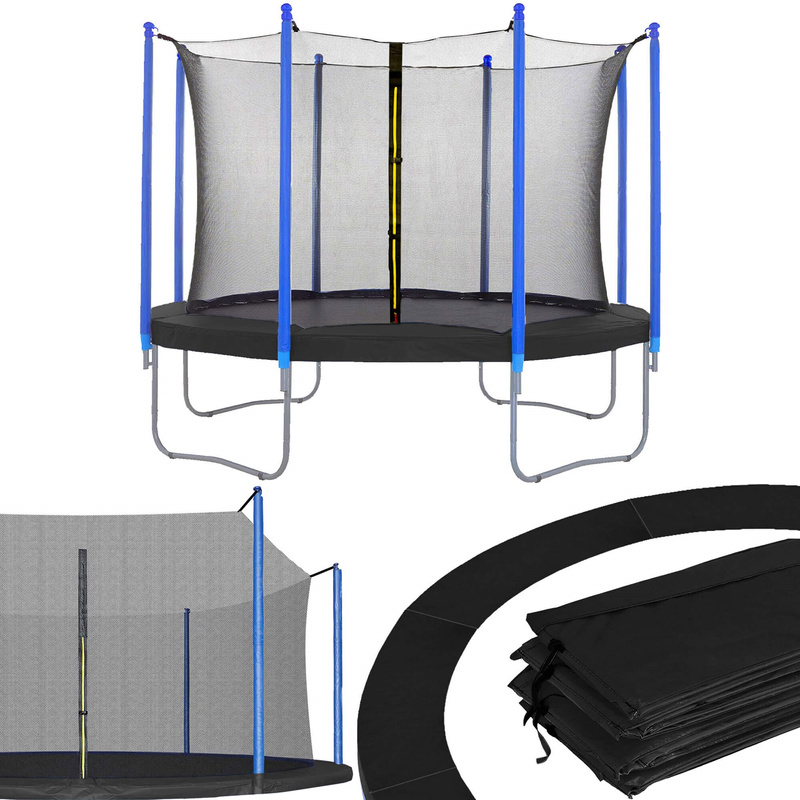 Siatka do trampoliny wewnętrzna z osłoną na sprężyny 244 cm 8 FT 6 słupków czarna