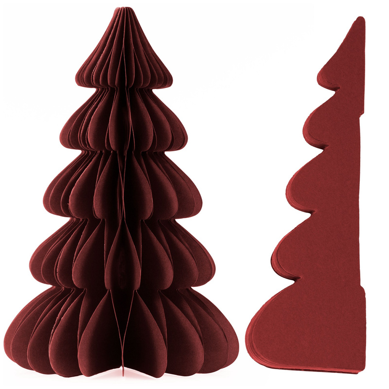 Choinka papierowa 30 cm ozdoba świąteczna z magnesem, dekoracja 3D bordowa