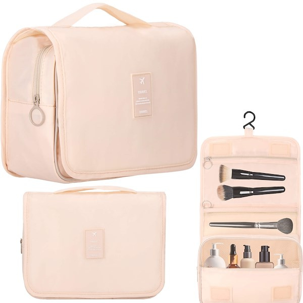 Kosmetyczka do samolotu 23x19x9,5 cm organizer podróżny rozkładany beżowy