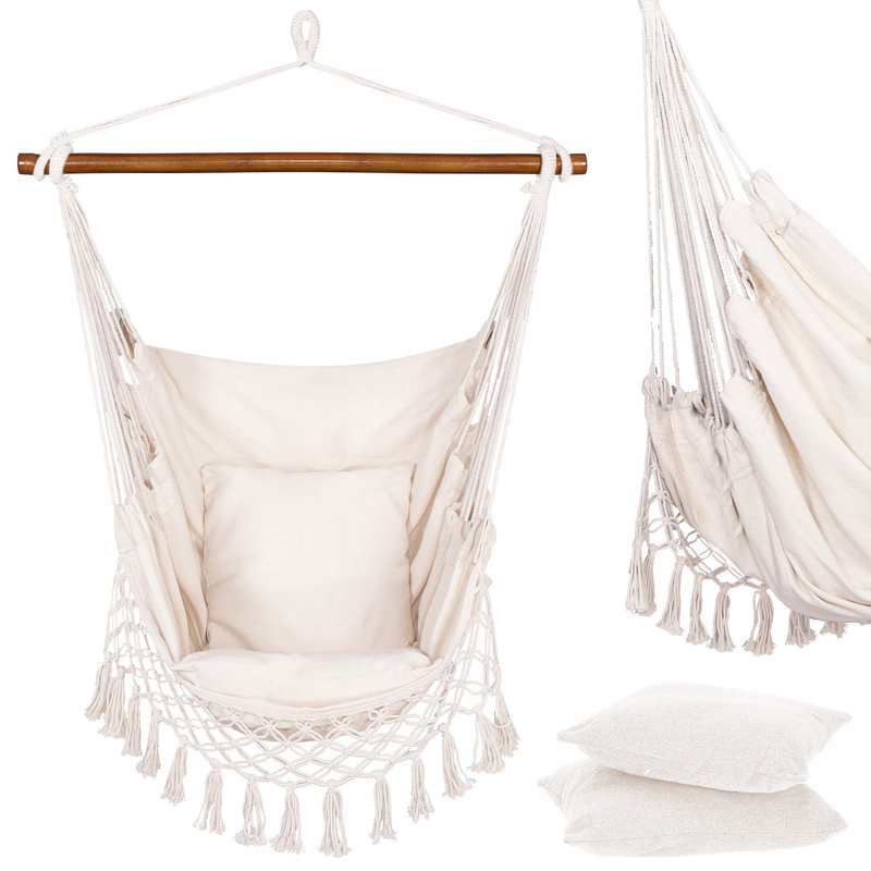 Brazylijski hamak z frędzlami i poduszkami impregnowany