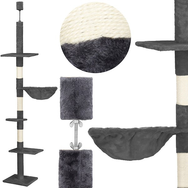 Słupek do drapania dla kota sufitowy sizal drapak 245 - 260 cm