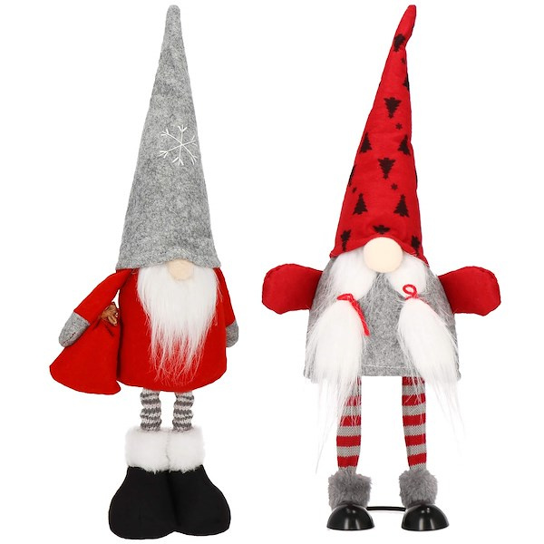 Para skrzatów 40cm ozdoby świąteczne, krasnale świąteczne, gnomy czerwono-szare
