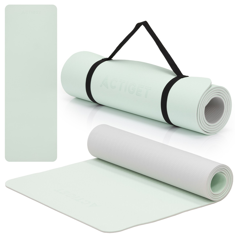 Mata do jogi, ćwiczeń fitness antypoślizgowa 183x61 cm materac do pilates, miętowy