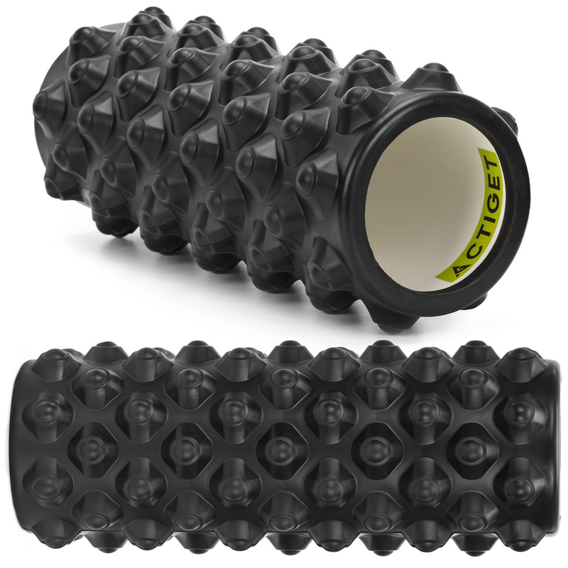 Roller fitness do masażu ciała, masażer piankowy wałek średnio twardy, czarny