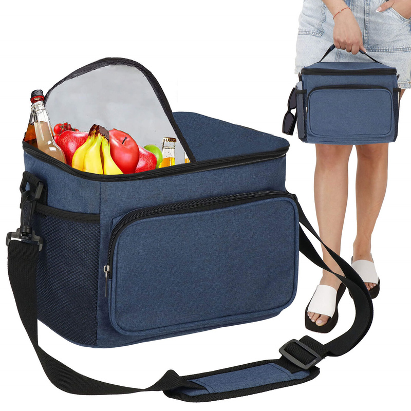 Torba termiczna na jedzene 11L kosz torba chłodząca niebiesko-czarna