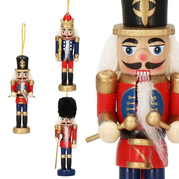 Zawieszka 3 szt. dziadek do orzechów 13 cm choinkowa multikolor świąteczna ozdoba