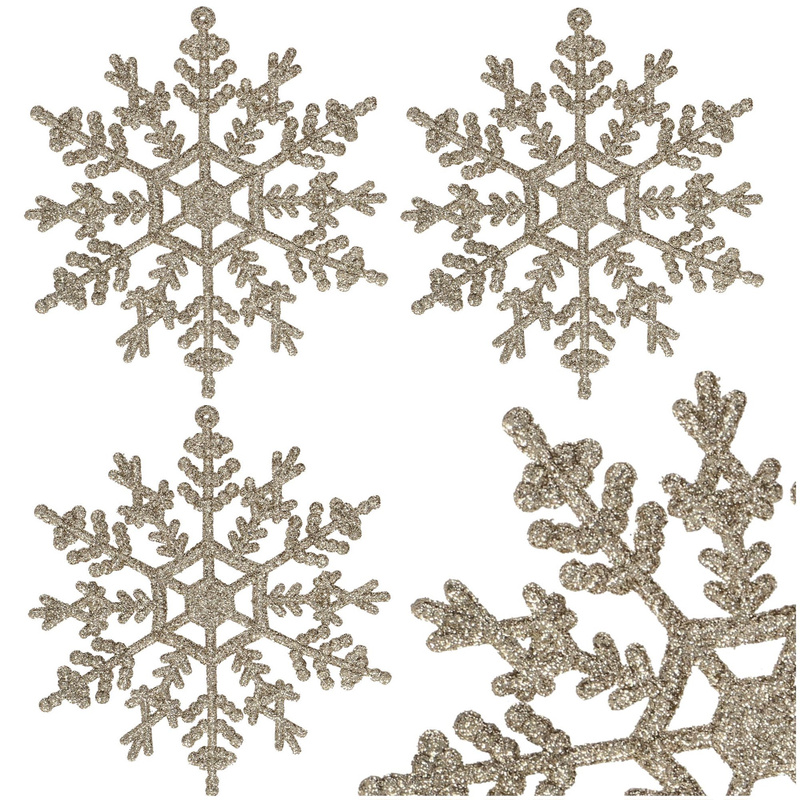 Ozdoba choinkowa 3 szt. świąteczna zawieszka śnieżynki 12 cm srebrny brokat
