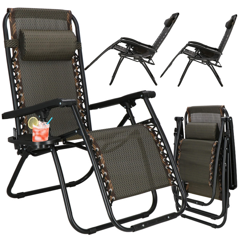 Leżak ogrodowy grawitacyjny brązowy zero gravity