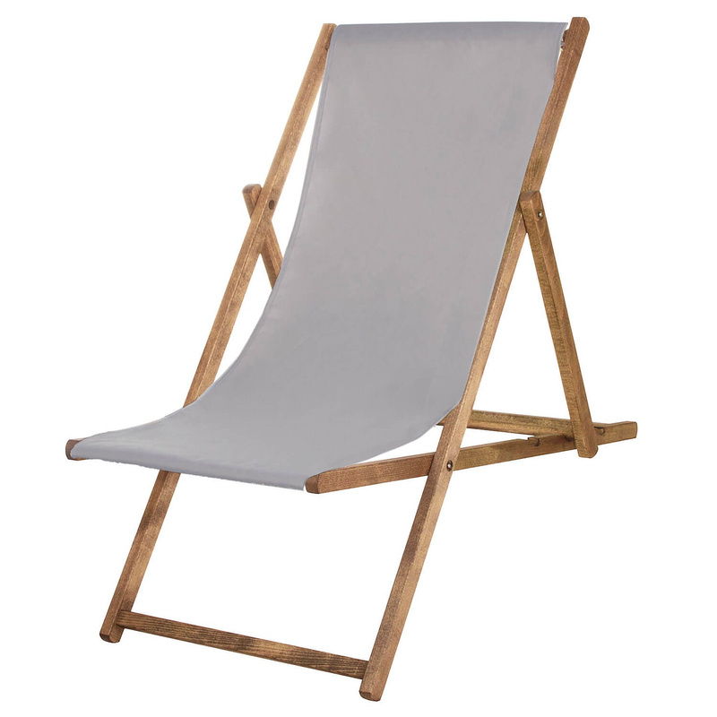 Leżak drewniany impregnowany z płótnem popielatym