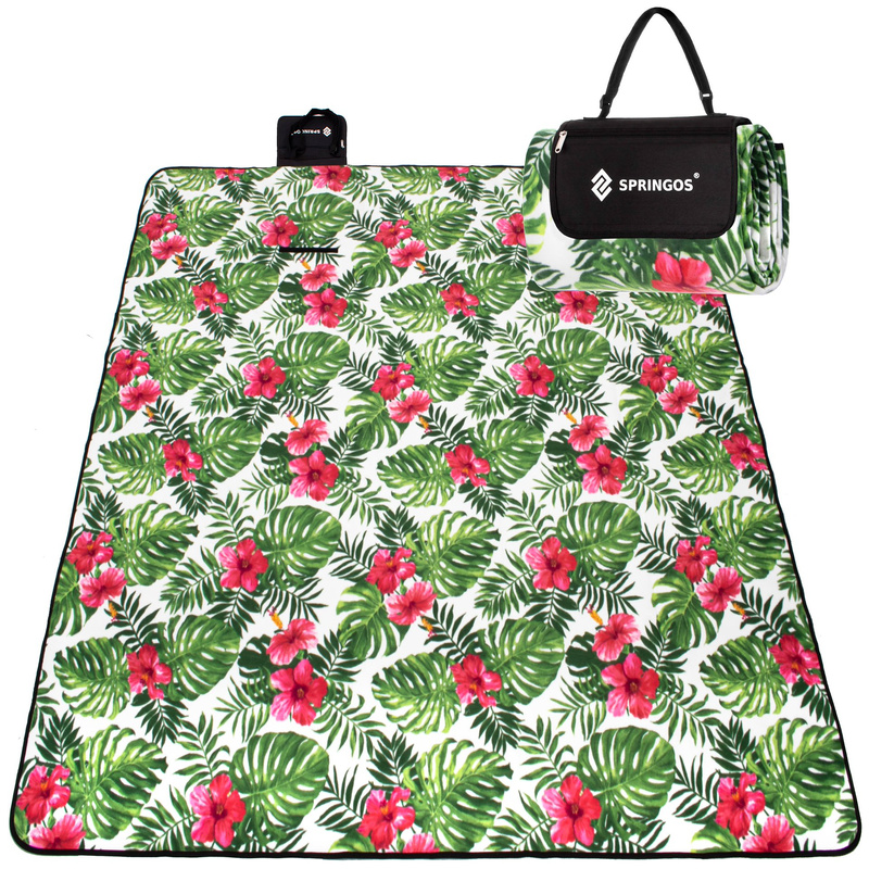 Koc piknikowy plażowy 300x200 cm mata egzotyczne rośliny