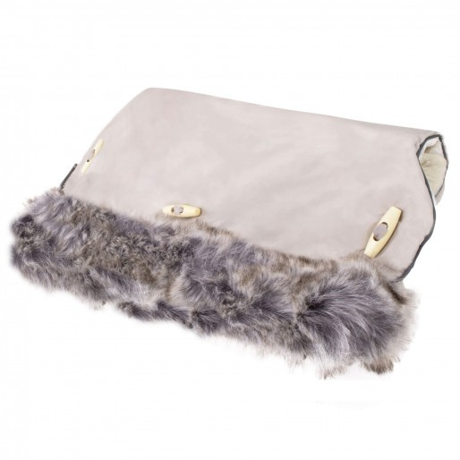 Mufka do wózka, wodoodporna rękawica z futerkiem beżowa