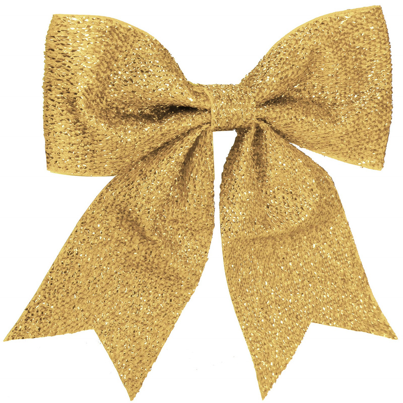 Kokardka na choinkę 22 cm brokatowa ozdoba świąteczna zawieszka złota