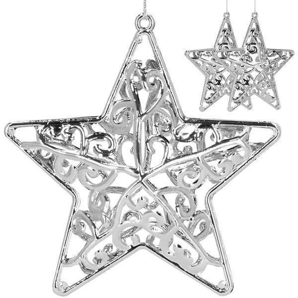 Zawieszki choinkowe 2 szt. gwiazdka srebrna