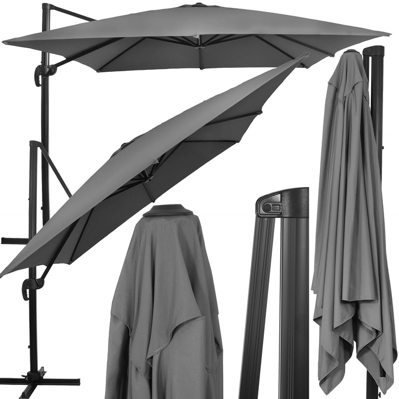 Parasol ogrodowy na balkon i taras 440 cm na wysięgniku, z pokrowcem grafitowy