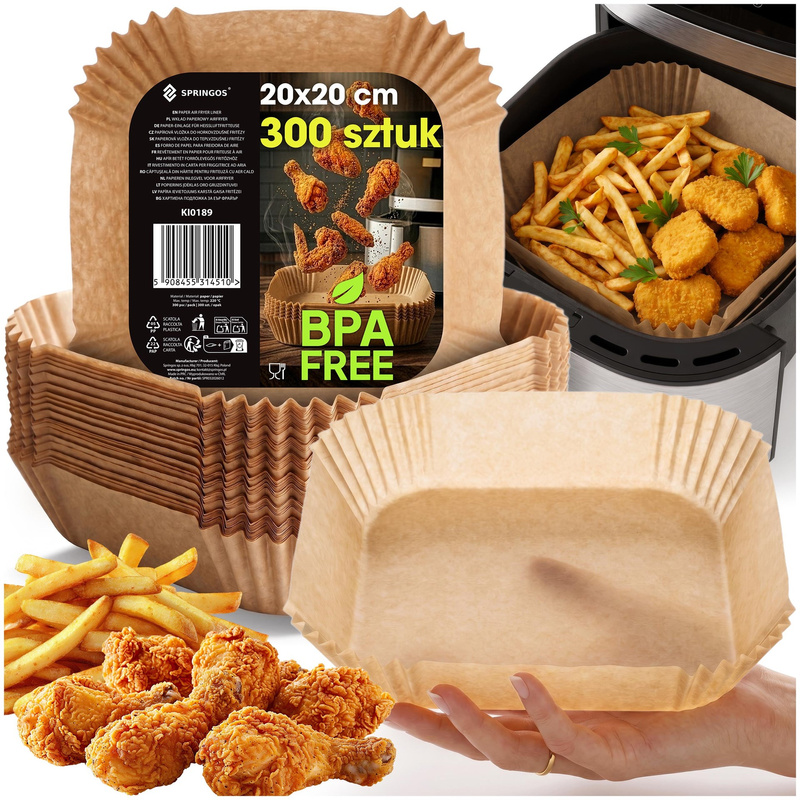 Wkłady do Airfryer 300 szt. 16x16 cm papierowe tacki do frytkownicy beztłuszczowej