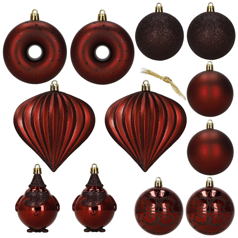 Bombki choinkowe 12 szt. komplet ozdób świątecznych, nietłukące, czerwone