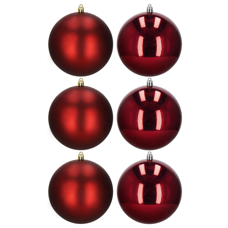 Bombki choinkowe czerwone 13 cm 6 szt. komplet ozdoby świąteczne półmatowe i połyskujące