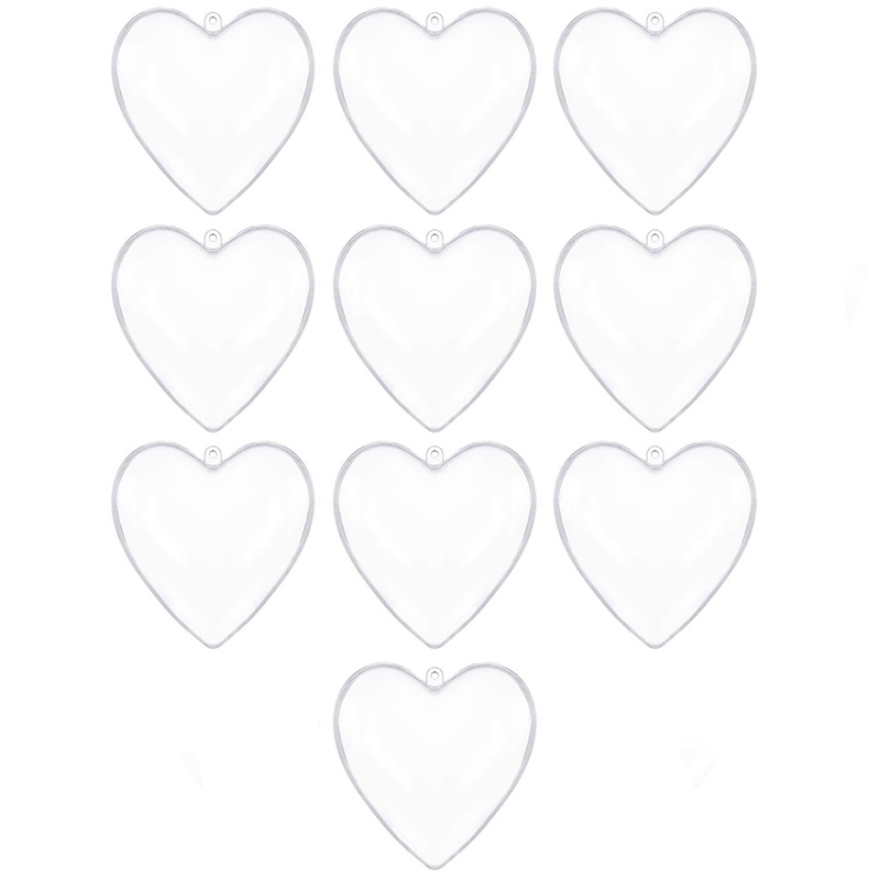 Bombki akrylowe 7cm serce plastikowe decoupage zestaw 10 szt.