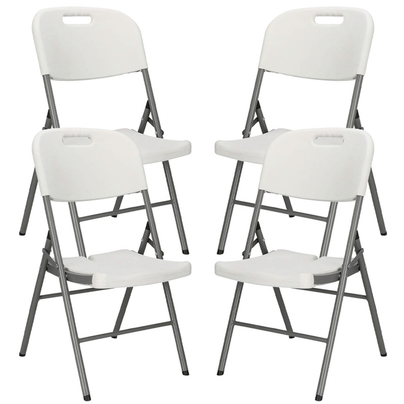 Krzesła cateringowe 4 szt. ogrodowe składane turystyczne na piknik białe