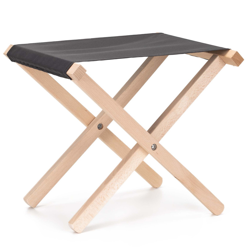 Krzesło turystyczne składane z drewnianą ramą, grafitowa tkanina, stołek na kemping, biwak