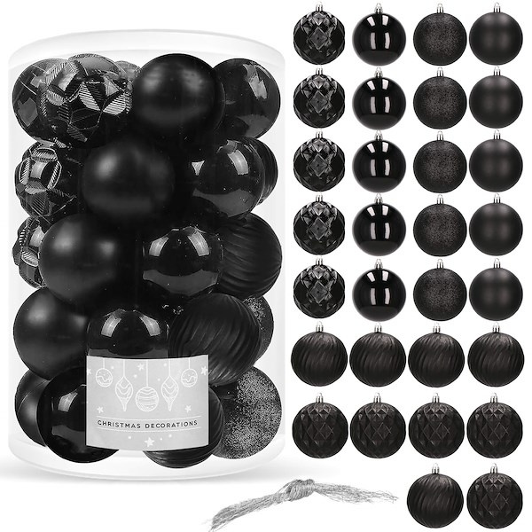 Bombki choinkowe 30 szt. 8 cm czarne ozdoby na choinkę dekoracje