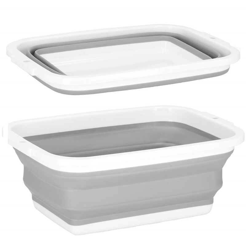 Kosz na pranie silikonowy 8,5L składany miska szaro-biała