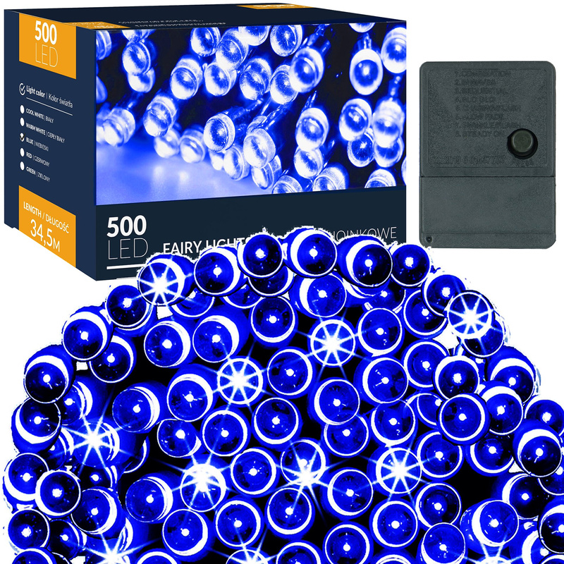 Lampki świąteczne 500 Led niebieski 34,5 m oświetlenie choinkowe