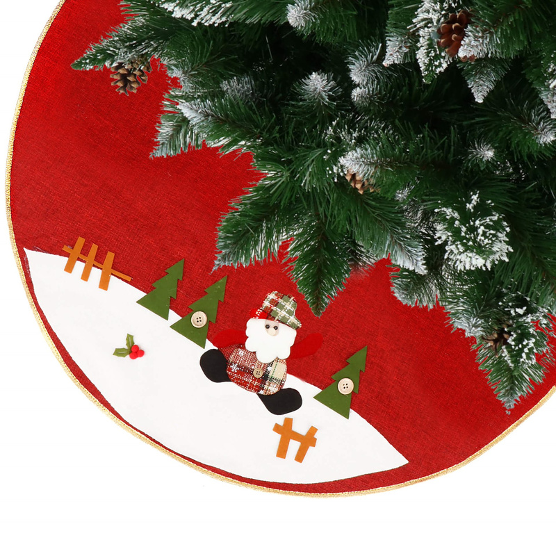 Dywanik pod choinkę 89 cm czerwony z Mikołajem, mata na prezenty