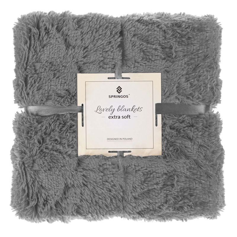 Narzuta na łóżko, koc 200x220 cm dwustronny pled na kanapę szary