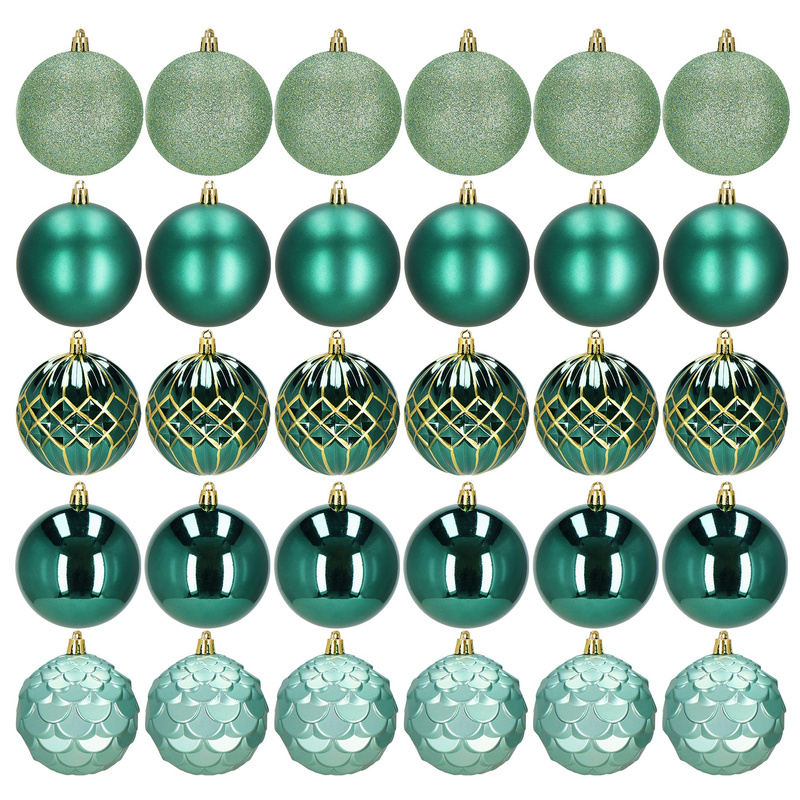 Bombki choinkowe zielone 8 cm 30 szt. komplet ozdoby świąteczne matowe brokatowe błyszczące