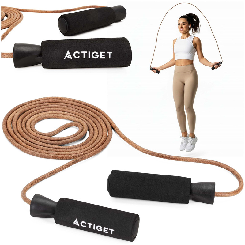 Skakanka bokserska skórzana z łożyskami 297 cm do ćwiczeń cardio, antypoślizgowa