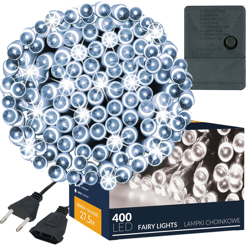 Lampki świąteczne 400 led biały zimny 27,5 m oświetlenie choinkowe IP20