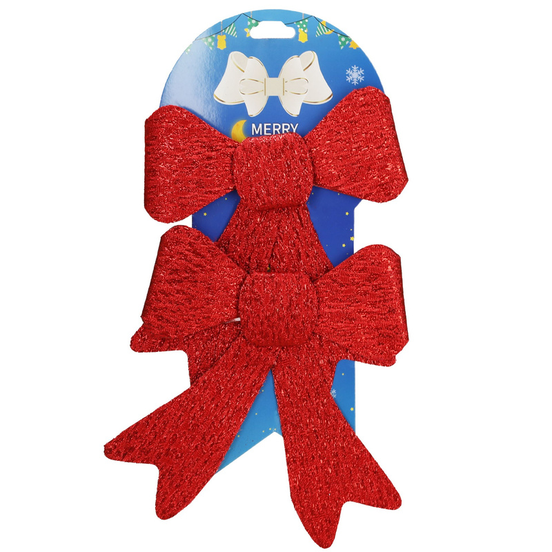 Kokardki na choinkę 2 szt. ozdoby świateczne czerwone