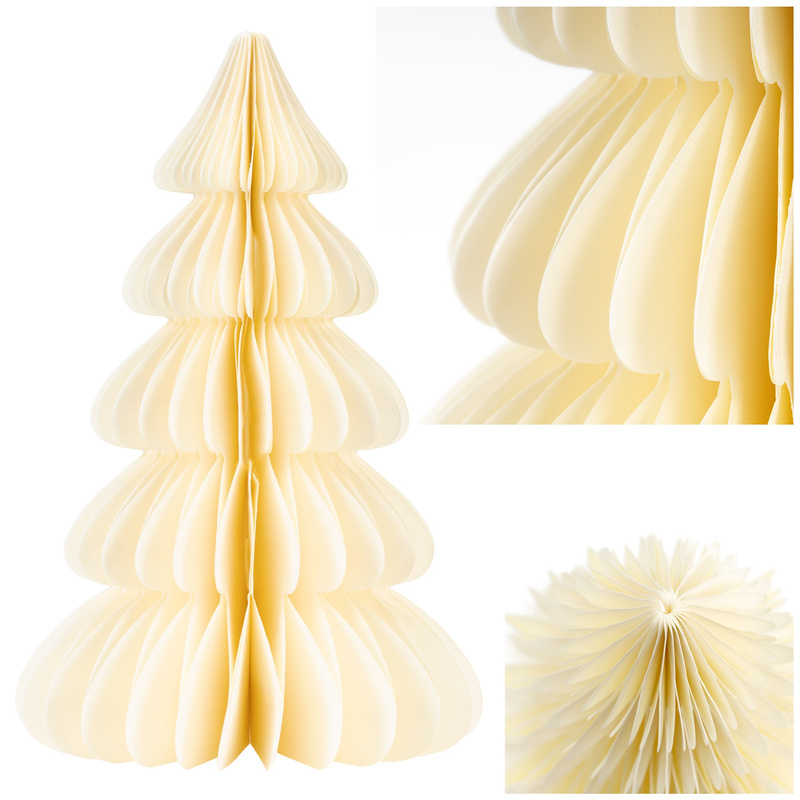 Choinka papierowa 30 cm ozdoba świąteczna z magnesem dekoracja 3D ecru