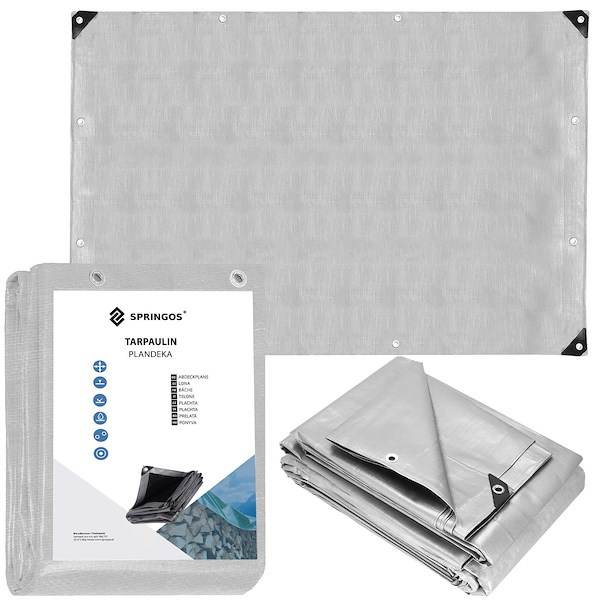 Plandeka 4x8m 270g/m2 gruba płachta ochronna szara