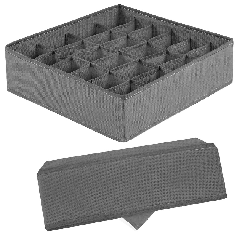 Organizer do szuflady na bieliznę z 24 przegródkami szaro-czarny
