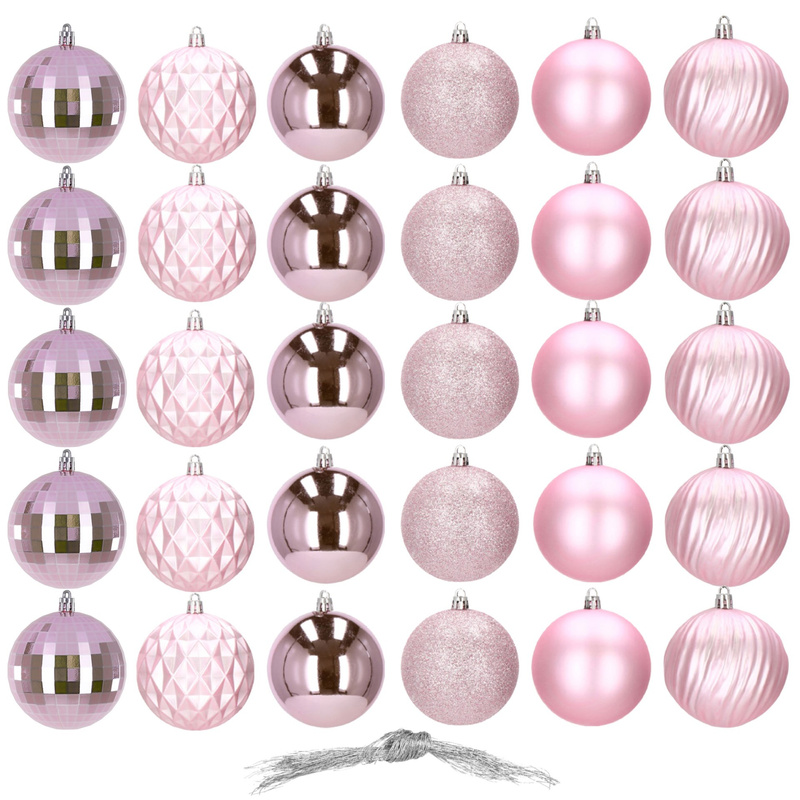 Bombki choinkowe 30 szt. 8 cm różowy ozdoby na choinkę dekoracje